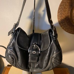 Coach vintage black leather soho flap hobo purse